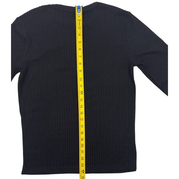 Yummie Wide Rib Soft Long Sleeve Cozy Lounge Layering Top Black L - Picture 8 of 10